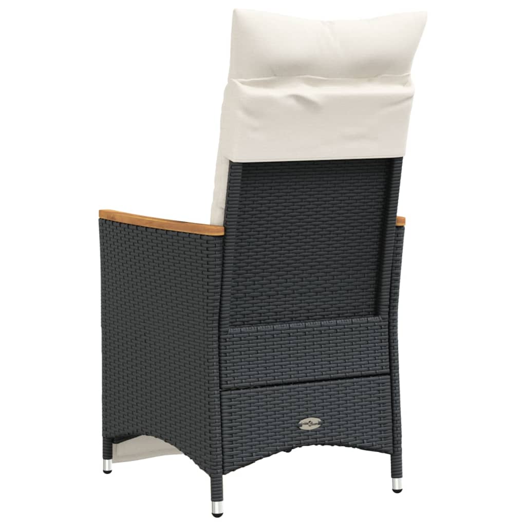 vidaXL Fauteuils de jardin avec coussins 2 pcs Réglables Noir Résine tressée