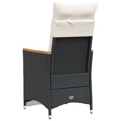 vidaXL Fauteuils de jardin avec coussins 2 pcs Réglables Noir Résine tressée