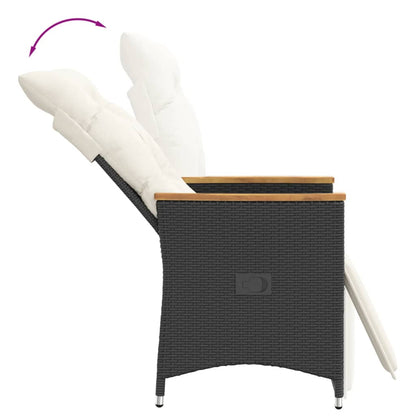 vidaXL Fauteuils de jardin avec coussins 2 pcs Réglables Noir Résine tressée