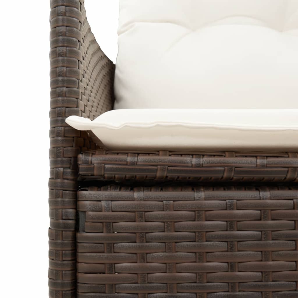 vidaXL Gartensofa 2-Sitzer Verstellbar mit Tisch Braun Poly Rattan