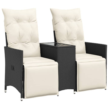 vidaXL Canapé de jardin 2 places réglable avec table Noir Résine tressée