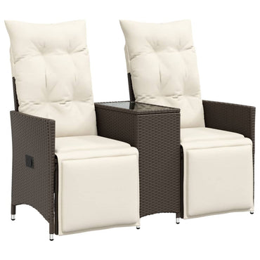 vidaXL Canapé de jardin 2 places réglable avec table en résine tressée marron