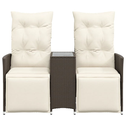 vidaXL Canapé de jardin 2 places réglable avec table en résine tressée marron