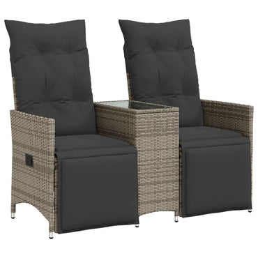 vidaXL Canapé de jardin 2 places réglable avec table Gris résine tressée
