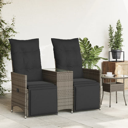 vidaXL Canapé de jardin 2 places réglable avec table Gris résine tressée