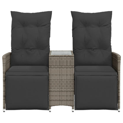 vidaXL Canapé de jardin 2 places réglable avec table Gris résine tressée