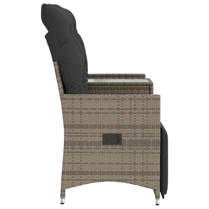 vidaXL Canapé de jardin 2 places réglable avec table Gris résine tressée