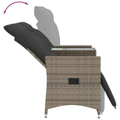 vidaXL Canapé de jardin 2 places réglable avec table Gris résine tressée