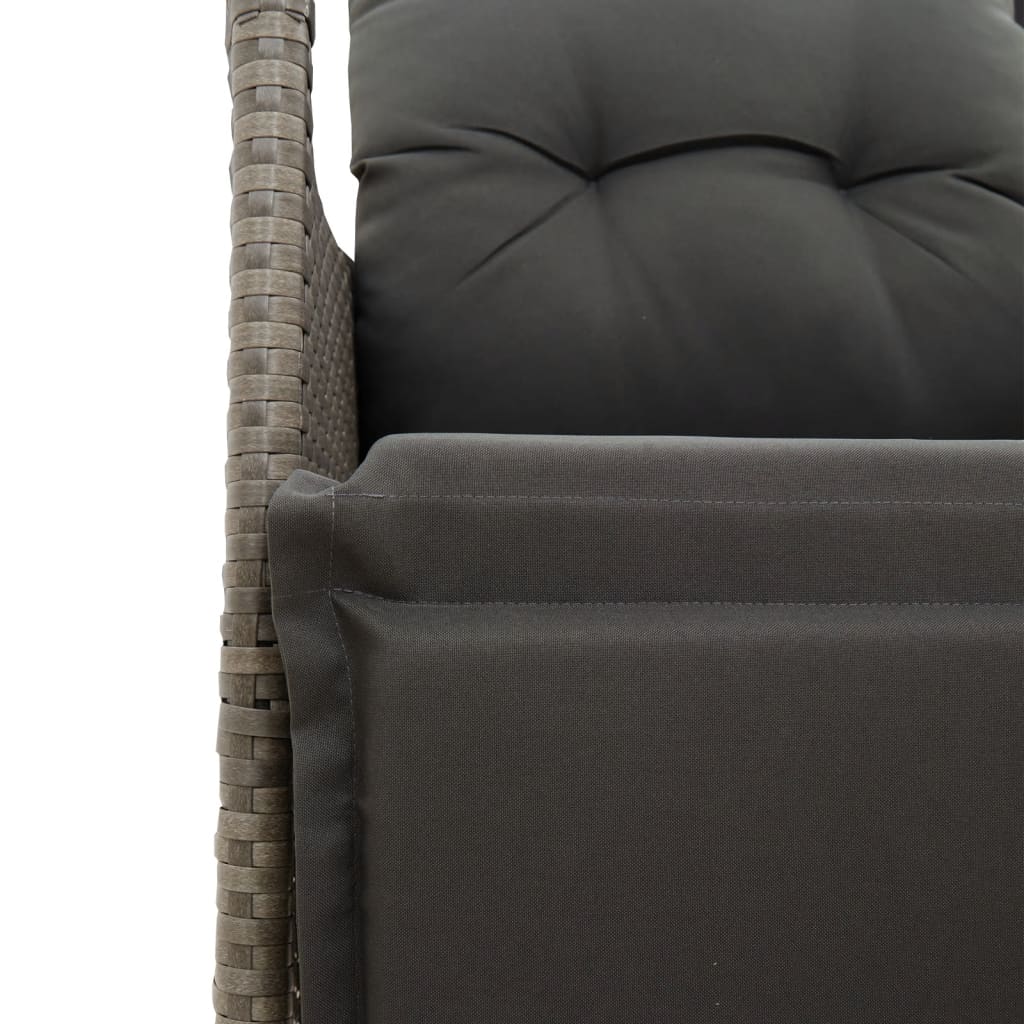 vidaXL Canapé de jardin 2 places réglable avec table Gris résine tressée