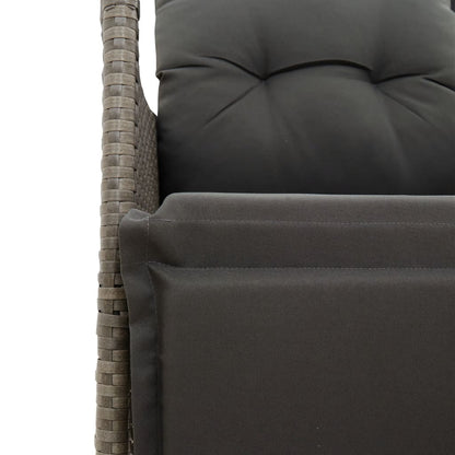 vidaXL Canapé de jardin 2 places réglable avec table Gris résine tressée