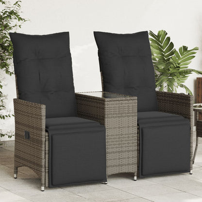 vidaXL Canapé de jardin 2 places réglable avec table Gris résine tressée