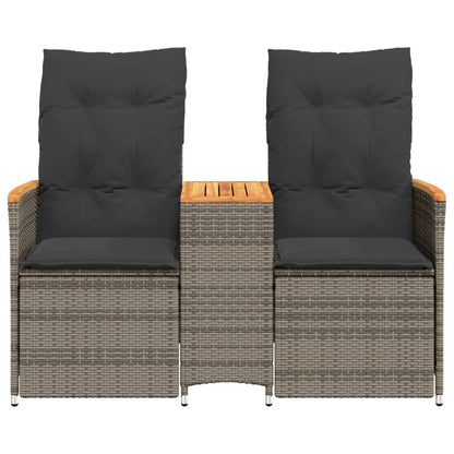 vidaXL Canapé de jardin 2 places réglable avec table Gris résine tressée