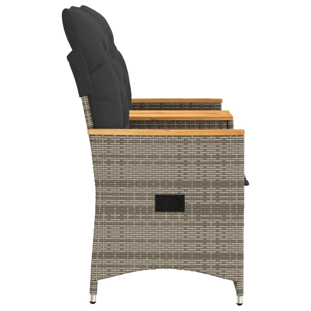 vidaXL Canapé de jardin 2 places réglable avec table Gris résine tressée