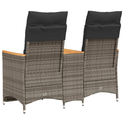 vidaXL Canapé de jardin 2 places réglable avec table Gris résine tressée