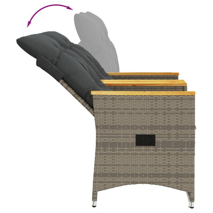 vidaXL Canapé de jardin 2 places réglable avec table Gris résine tressée