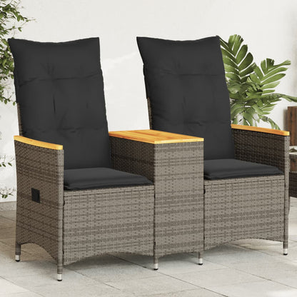 vidaXL Canapé de jardin 2 places réglable avec table Gris résine tressée