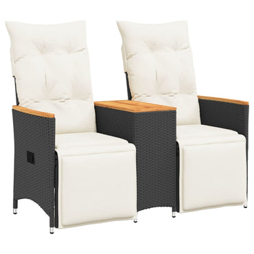 vidaXL Canapé de jardin 2 places réglable avec table Noir Résine tressée