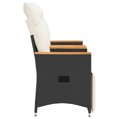 vidaXL Canapé de jardin 2 places réglable avec table Noir Résine tressée