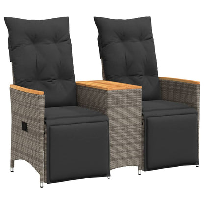 vidaXL Canapé de jardin 2 places réglable avec table Gris résine tressée