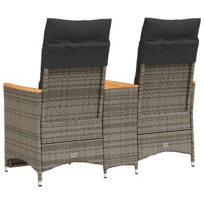 vidaXL Canapé de jardin 2 places réglable avec table Gris résine tressée