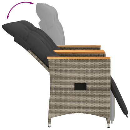 vidaXL Canapé de jardin 2 places réglable avec table Gris résine tressée