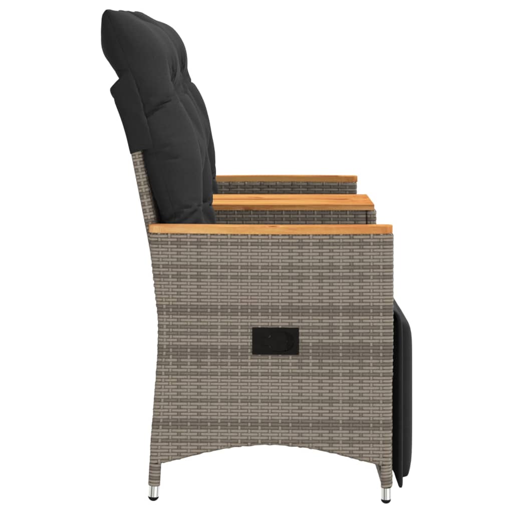 vidaXL Canapé de jardin 2 places réglable avec table Gris résine tressée