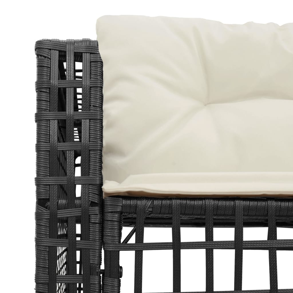 vidaXL Canapé de jardin en L avec coussins et pouf Noir Résine tressée