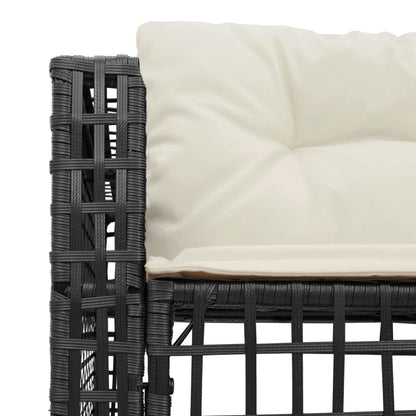 vidaXL Canapé de jardin en L avec coussins et pouf Noir Résine tressée