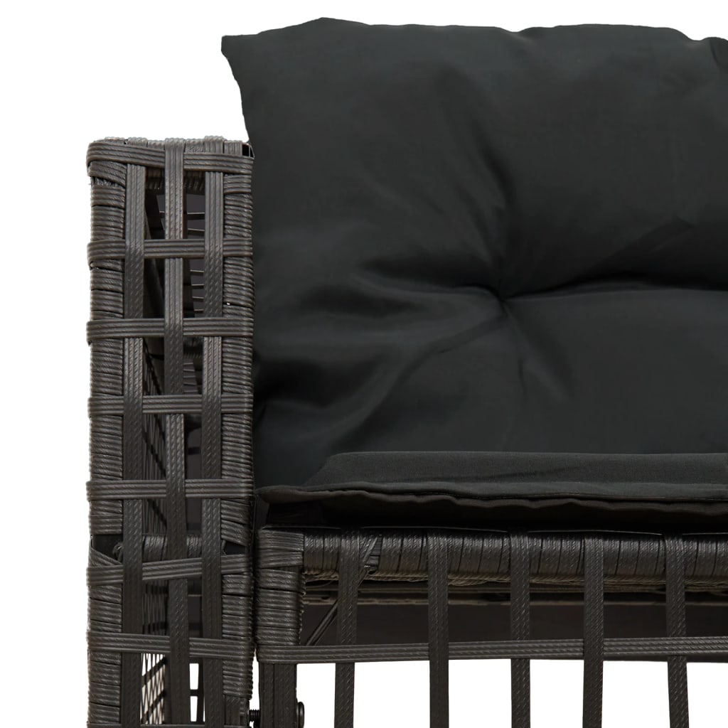 vidaXL Gartensofa in L-Form mit Kissen und Fußbank Schwarz Poly Rattan
