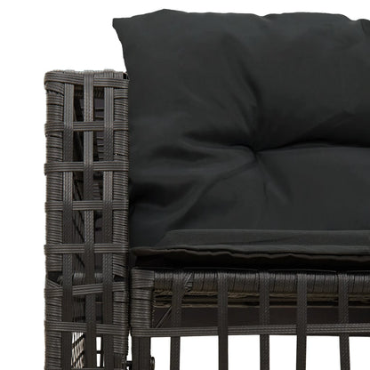 vidaXL Gartensofa in L-Form mit Kissen und Fußbank Schwarz Poly Rattan