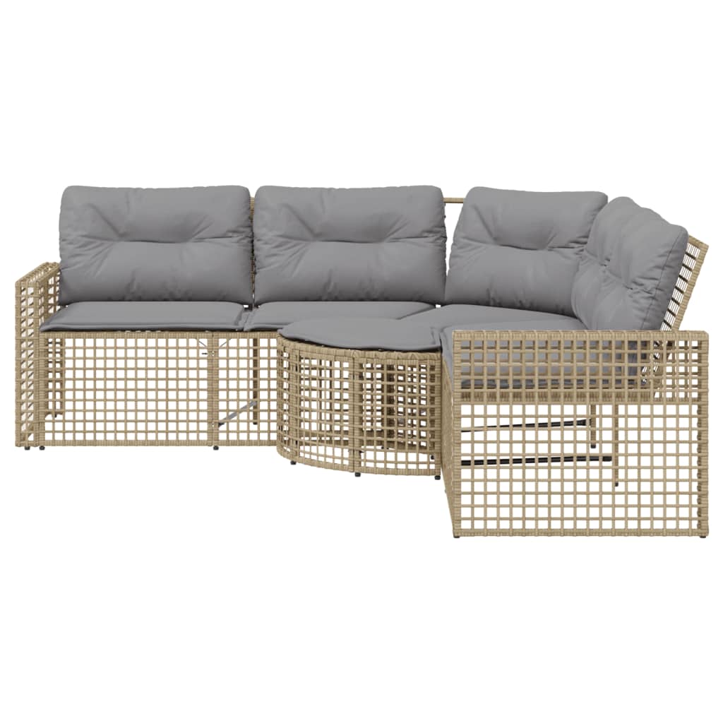 vidaXL Canapé de jardin d'angle avec coussins et pouf Beige Résine tressée