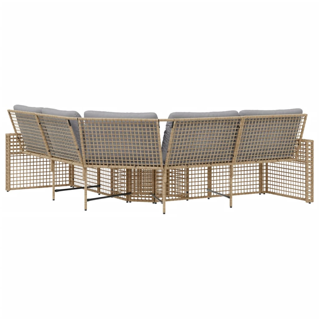 vidaXL Canapé de jardin d'angle avec coussins et pouf Beige Résine tressée