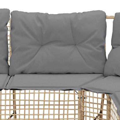 vidaXL Canapé de jardin d'angle avec coussins et pouf Beige Résine tressée