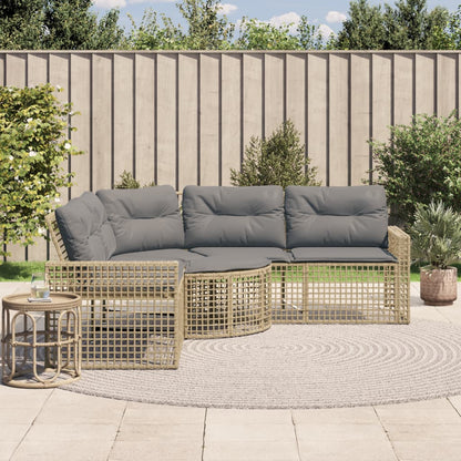 vidaXL Canapé de jardin d'angle avec coussins et pouf Beige Résine tressée
