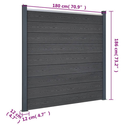 vidaXL Zaunelement-Set Grau 526x186 cm WPC