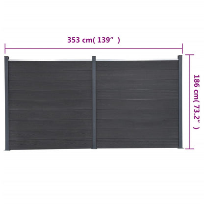 vidaXL Zaunelement-Set Grau 353x186 cm WPC