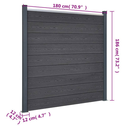 vidaXL Zaunelement-Set Grau 353x186 cm WPC