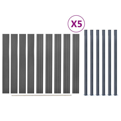 vidaXL Zaunelement-Set Grau 872x186 cm WPC