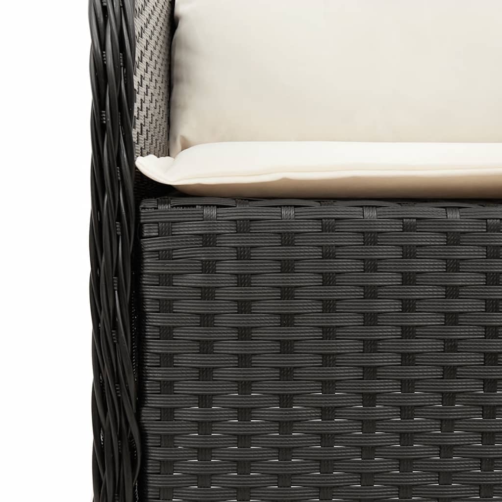 vidaXL 5-tlg. Garten-Essgruppe mit Kissen Schwarz Poly Rattan