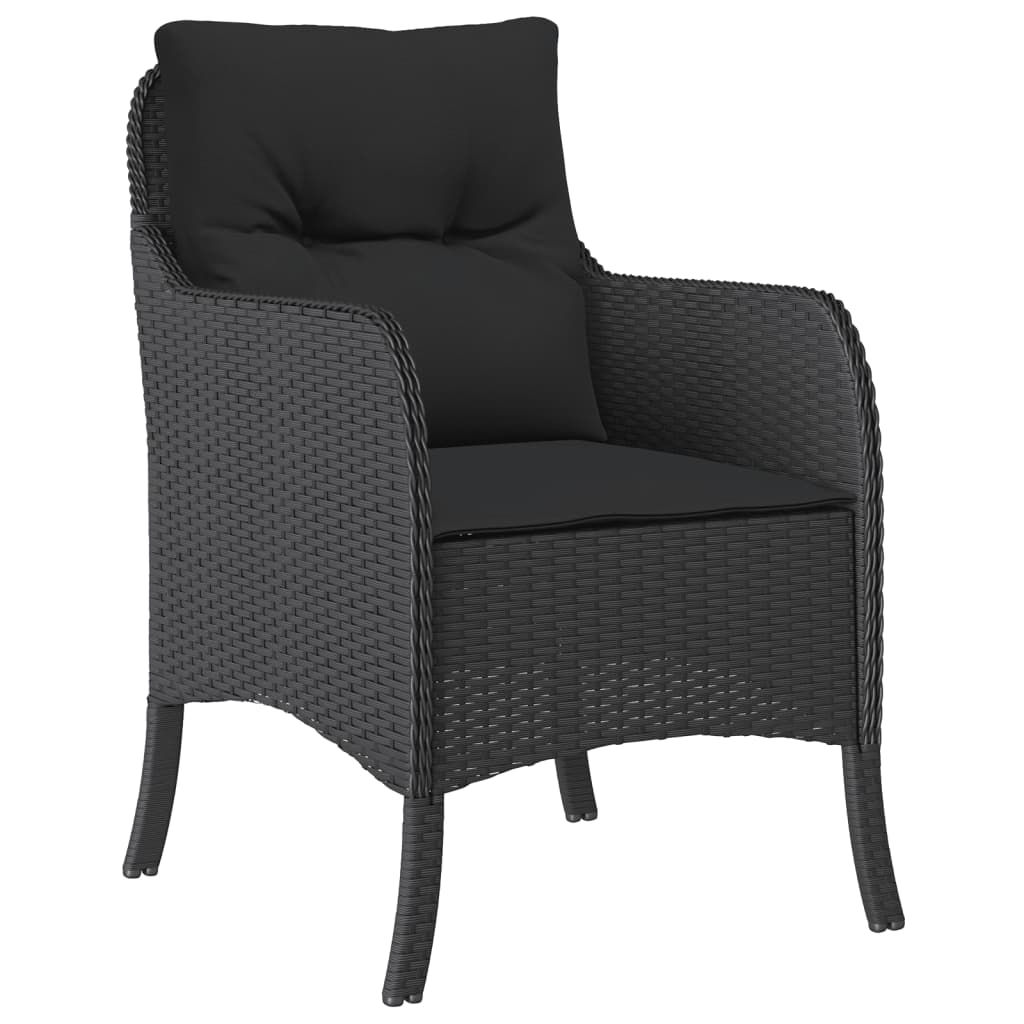 vidaXL Salle à manger de jardin 5 pcs avec coussins Résine tressée Noir