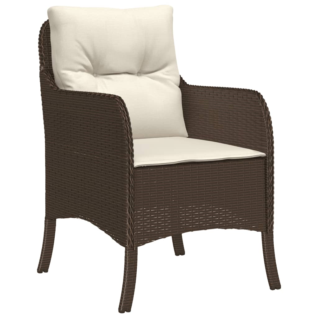 vidaXL Ensemble repas de jardin 5 pcs avec coussins résine tressée marron