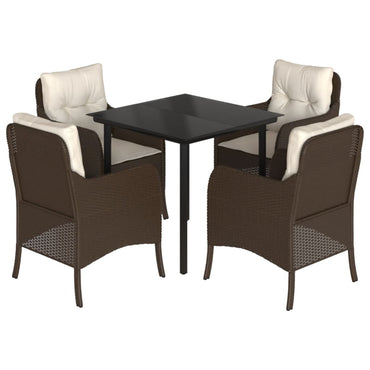 vidaXL Salle à manger de jardin 5 pcs avec coussins résine tressée marron