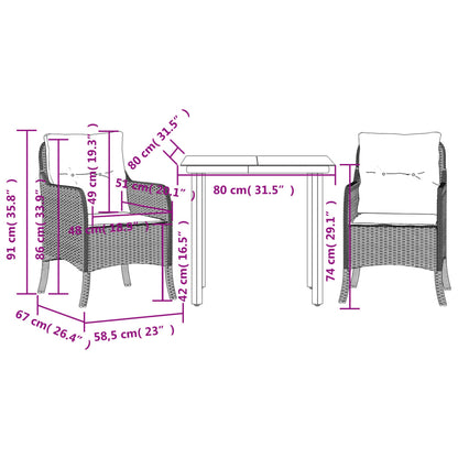 vidaXL 5-tlg. Garten-Essgruppe mit Kissen Braun Poly Rattan