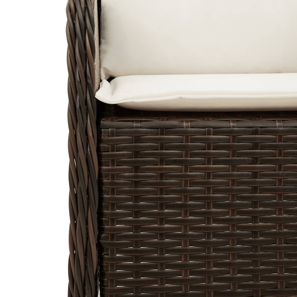 vidaXL Ensemble repas de jardin 5 pcs avec coussins résine tressée marron