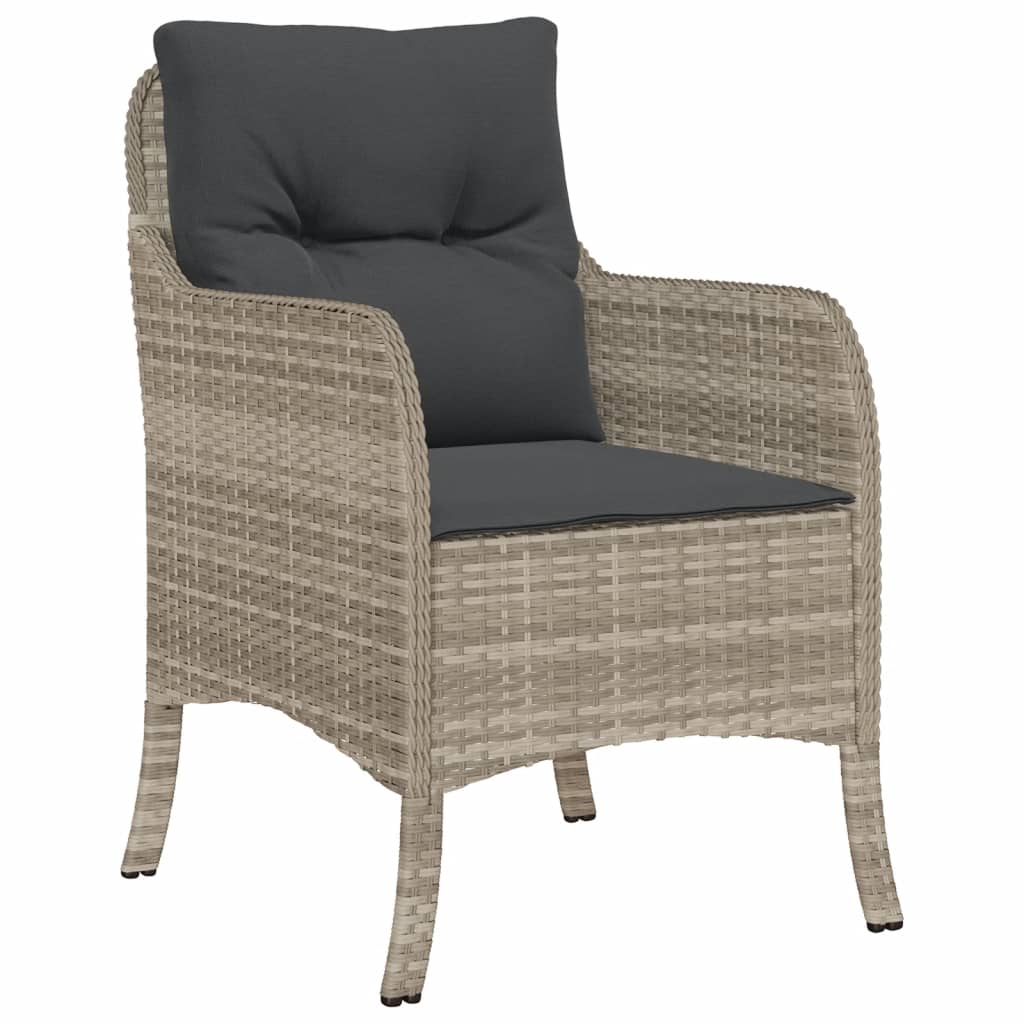 vidaXL 5-tlg. Garten-Essgruppe mit Kissen Hellgrau Poly Rattan