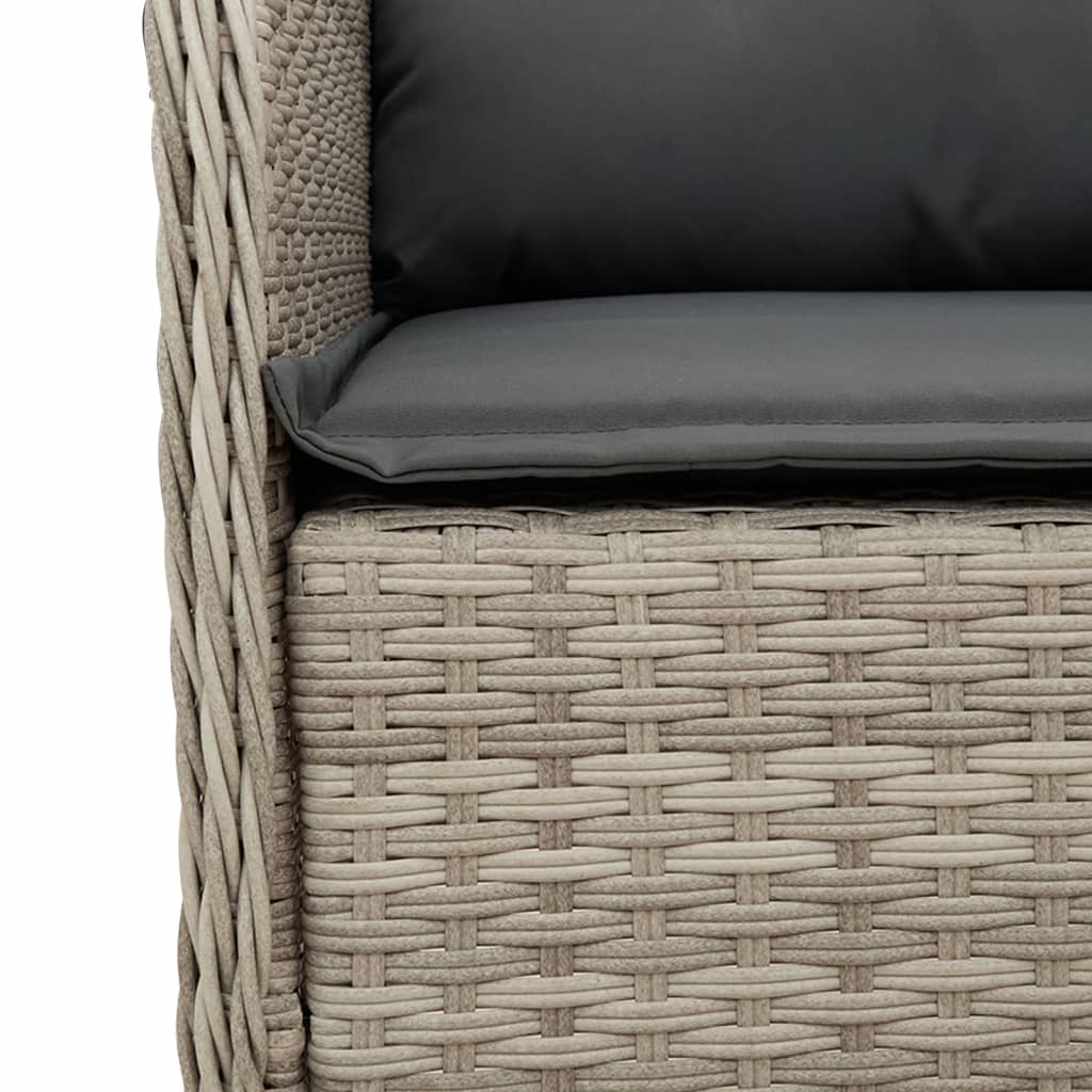 vidaXL 5-tlg. Garten-Essgruppe mit Kissen Hellgrau Poly Rattan