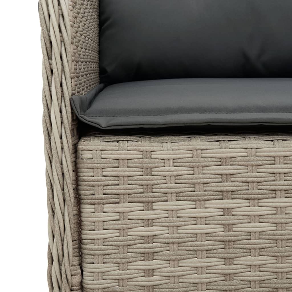 vidaXL 5-tlg. Garten-Essgruppe mit Kissen Hellgrau Poly Rattan