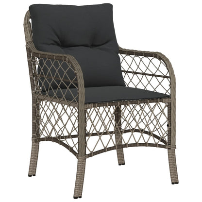 vidaXL 5-tlg. Garten-Essgruppe mit Kissen Grau Poly Rattan