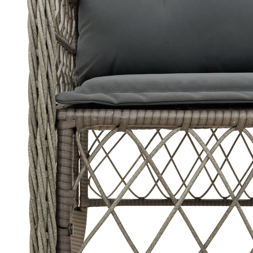 vidaXL 5-tlg. Garten-Essgruppe mit Kissen Grau Poly Rattan