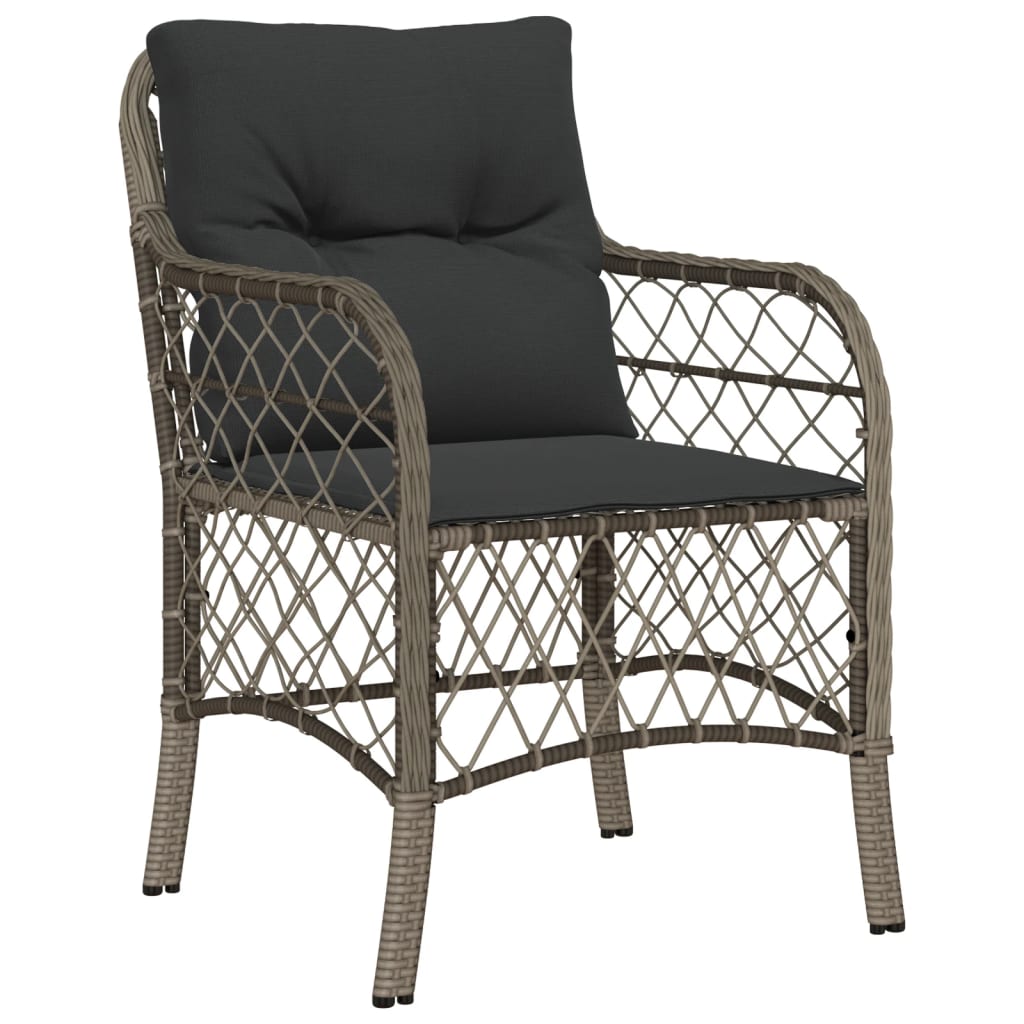 vidaXL 5-tlg. Garten-Essgruppe mit Kissen Grau Poly Rattan